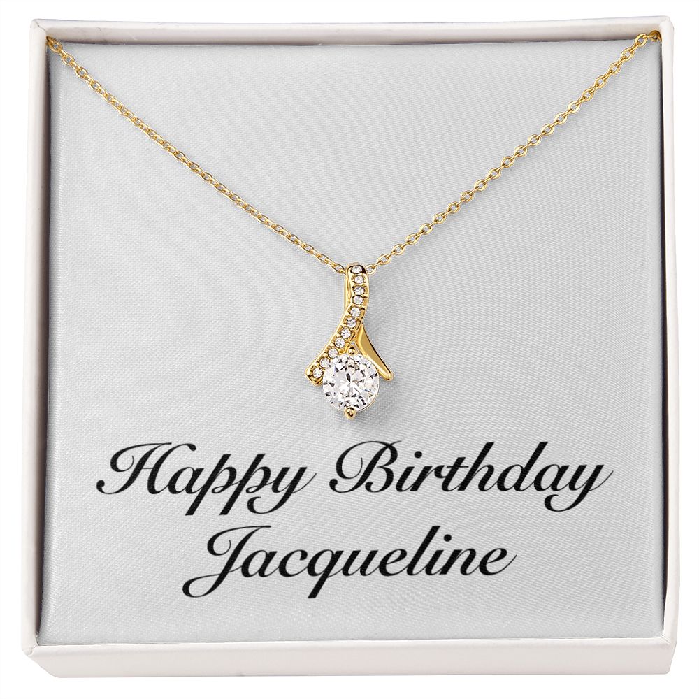 Happy Birthday Jacqueline - 18K Yellow Gold Finish Alluring Beauty Necklace