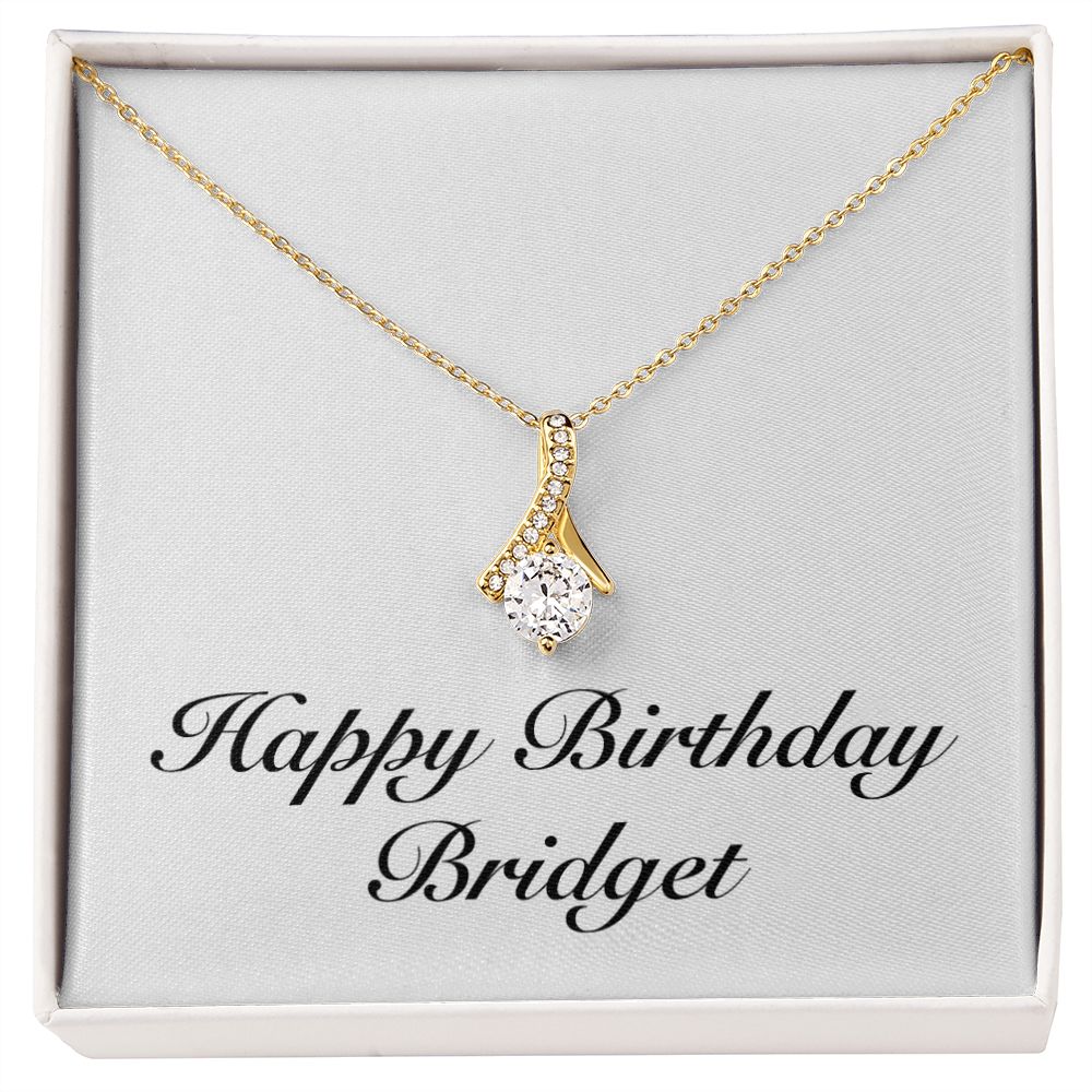 Happy Birthday Bridget - 18K Yellow Gold Finish Alluring Beauty Necklace