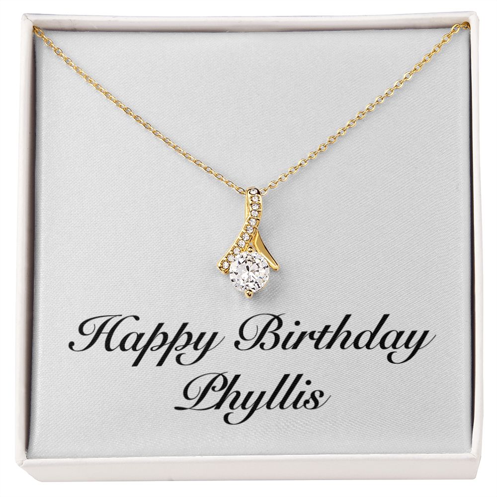 Happy Birthday Phyllis - 18K Yellow Gold Finish Alluring Beauty Necklace