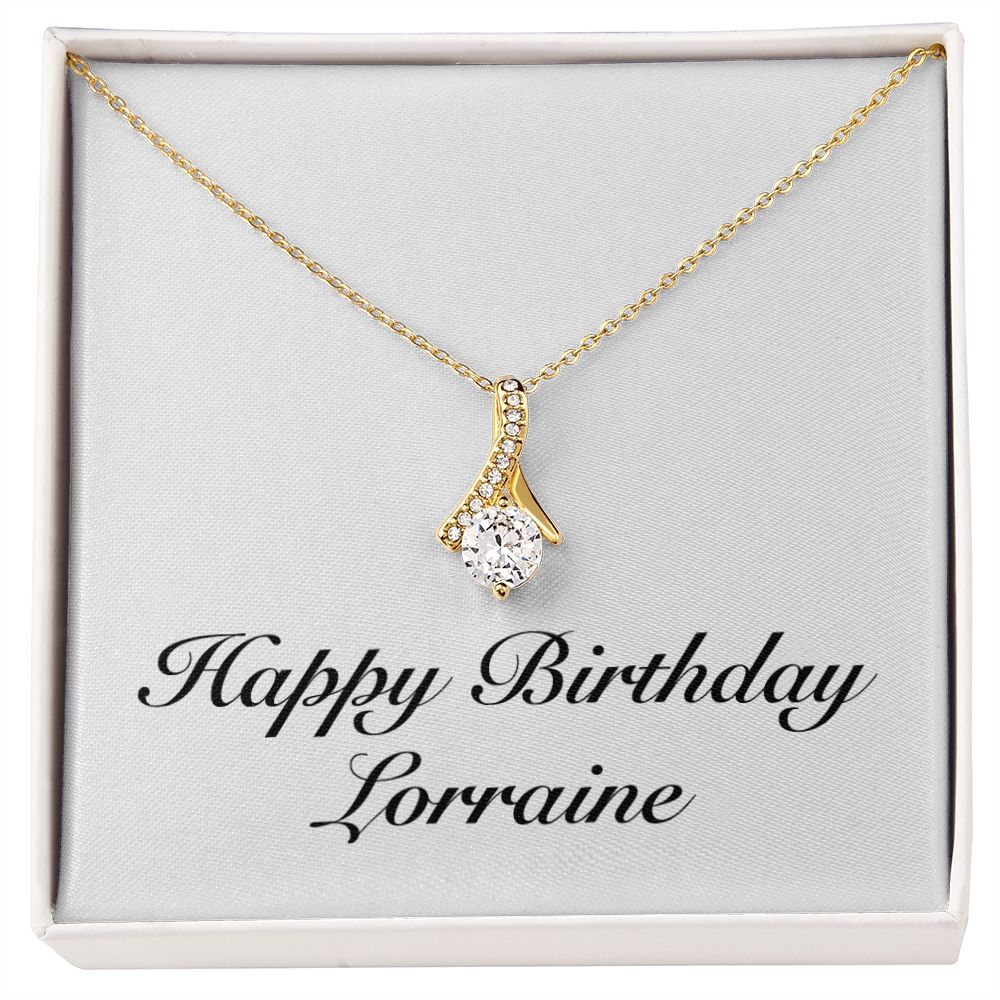 Happy Birthday Lorraine - 18K Yellow Gold Finish Alluring Beauty Necklace