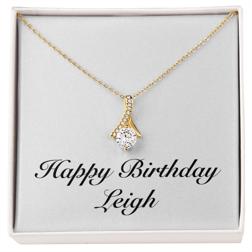 Happy Birthday Leigh - 18K Yellow Gold Finish Alluring Beauty Necklace