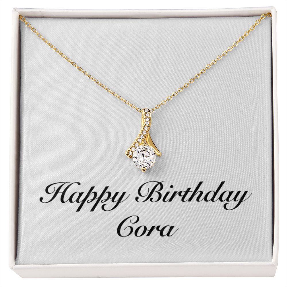 Happy Birthday Cora - 18K Yellow Gold Finish Alluring Beauty Necklace