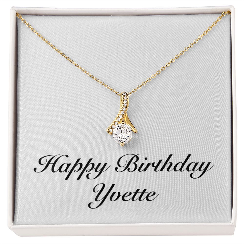 Happy Birthday Yvette - 18K Yellow Gold Finish Alluring Beauty Necklace