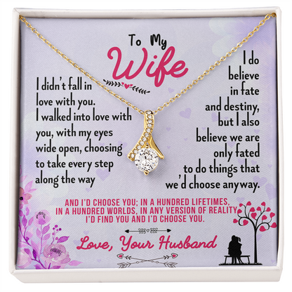 016 To My Wife - 18K Yellow Gold Finish Alluring Beauty Necklace