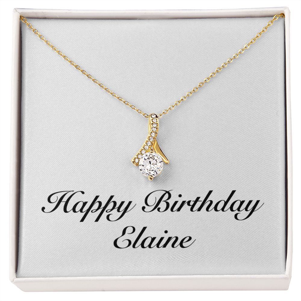 Happy Birthday Elaine - 18K Yellow Gold Finish Alluring Beauty Necklace