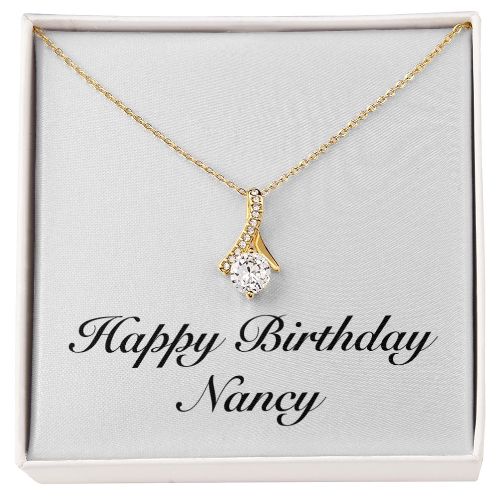 Happy Birthday Nancy - 18K Yellow Gold Finish Alluring Beauty Necklace