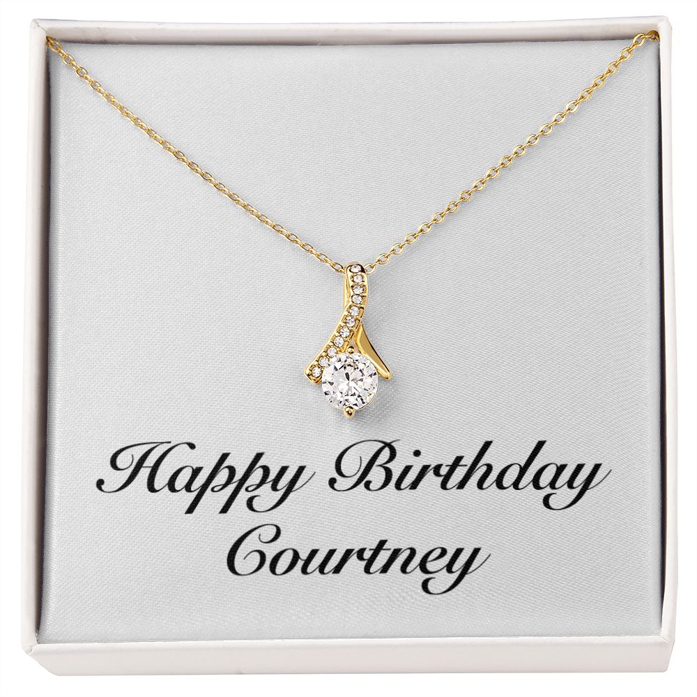 Happy Birthday Courtney - 18K Yellow Gold Finish Alluring Beauty Necklace