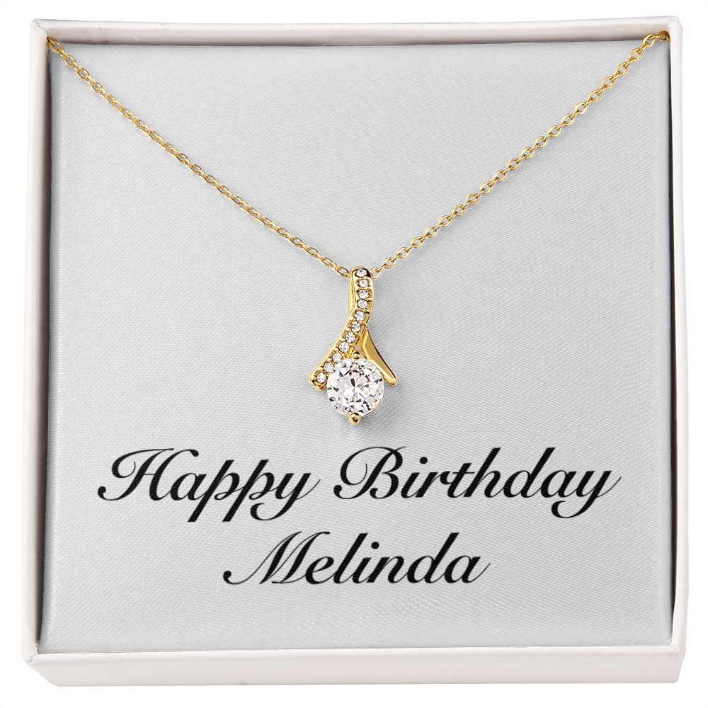 Happy Birthday Melinda - 18K Yellow Gold Finish Alluring Beauty Necklace