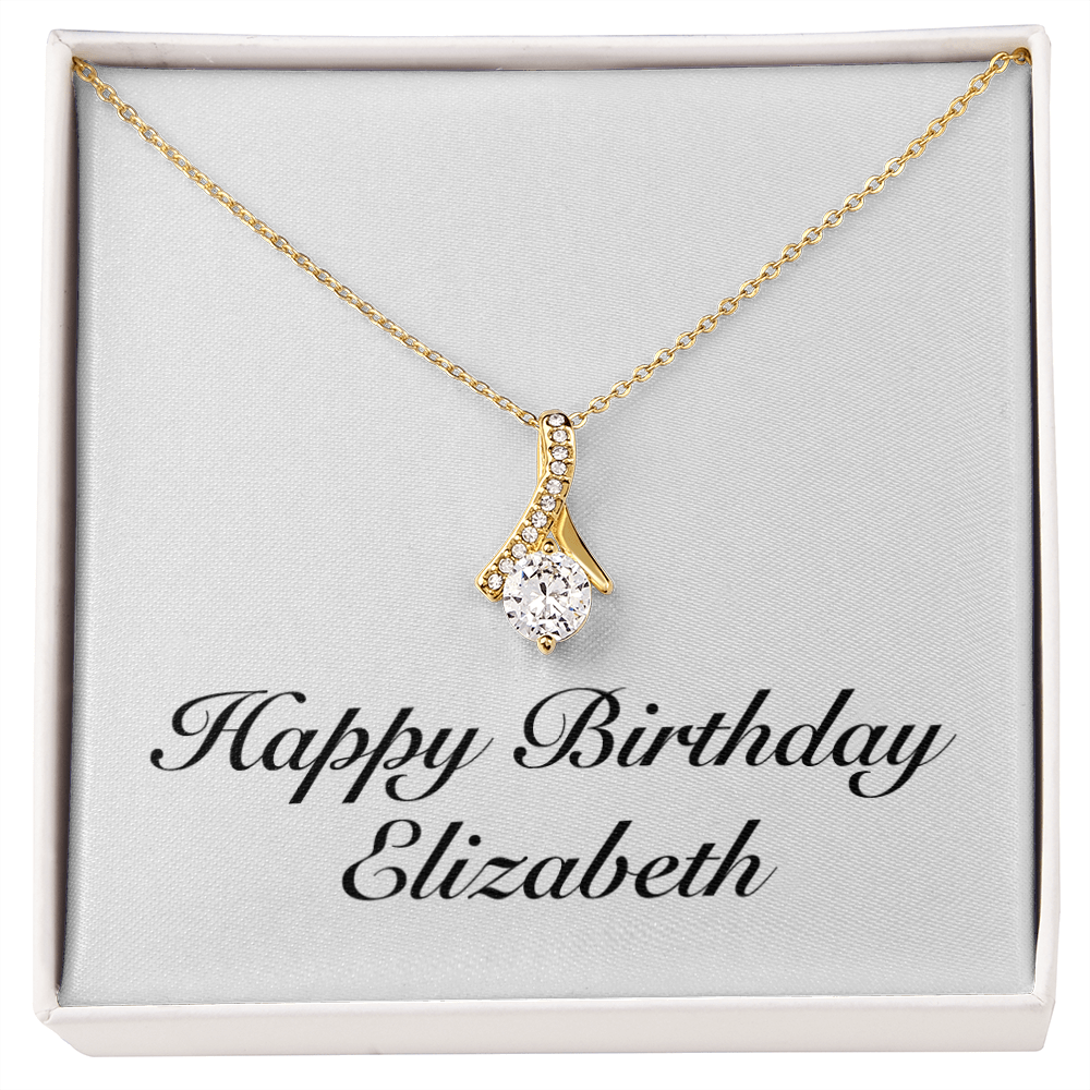 Happy Birthday Elizabeth - 18K Yellow Gold Finish Alluring Beauty Necklace