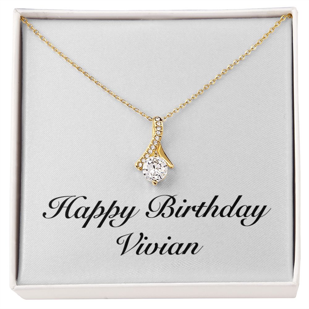 Happy Birthday Vivian - 18K Yellow Gold Finish Alluring Beauty Necklace