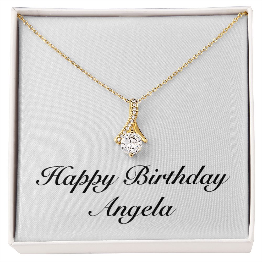 Happy Birthday Angela - 18K Yellow Gold Finish Alluring Beauty Necklace