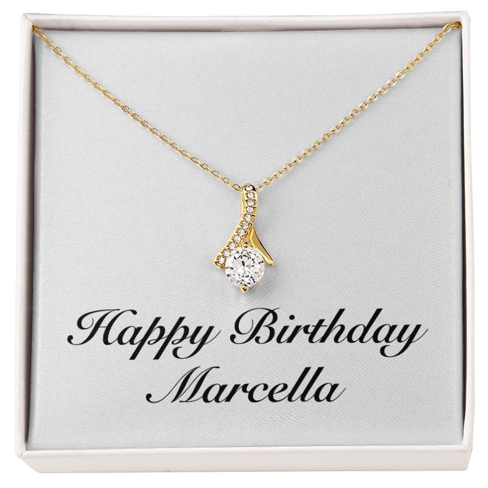 Happy Birthday Marcella - 18K Yellow Gold Finish Alluring Beauty Necklace