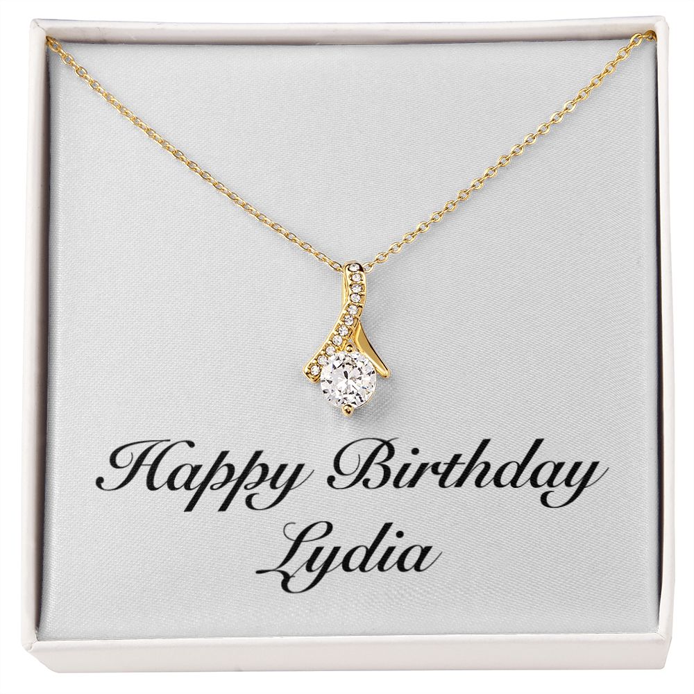 Happy Birthday Lydia - 18K Yellow Gold Finish Alluring Beauty Necklace