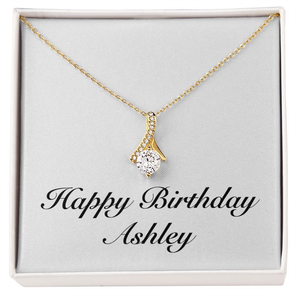 Happy Birthday Ashley - 18K Yellow Gold Finish Alluring Beauty Necklace