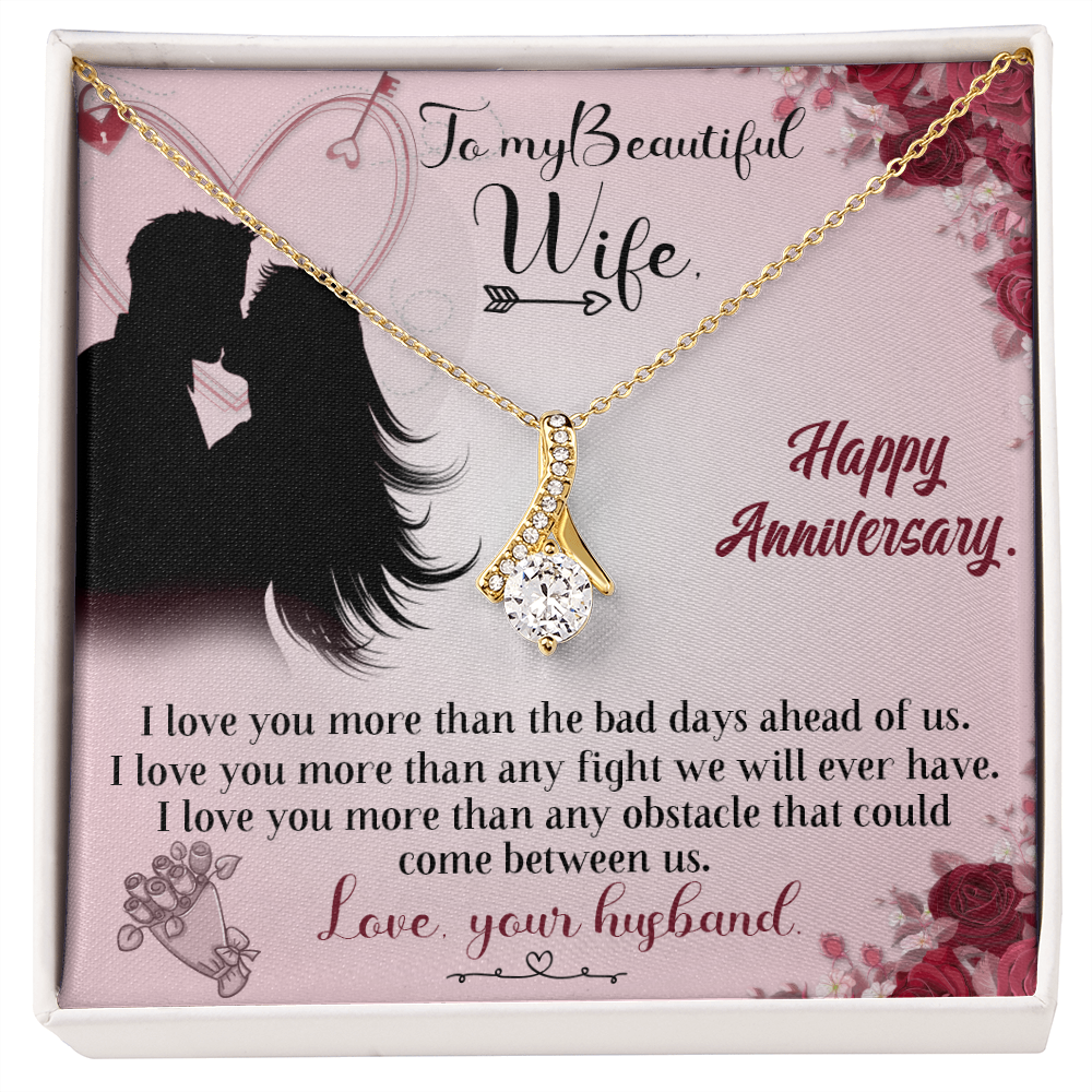 020 To My Beautiful Wife, Happy Anniversary - 18K Yellow Gold Finish Alluring Beauty Necklace