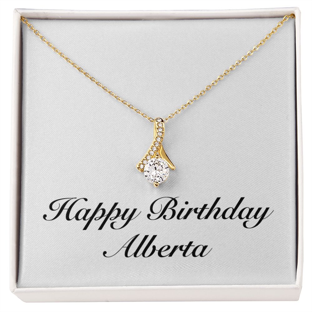 Happy Birthday Alberta - 18K Yellow Gold Finish Alluring Beauty Necklace