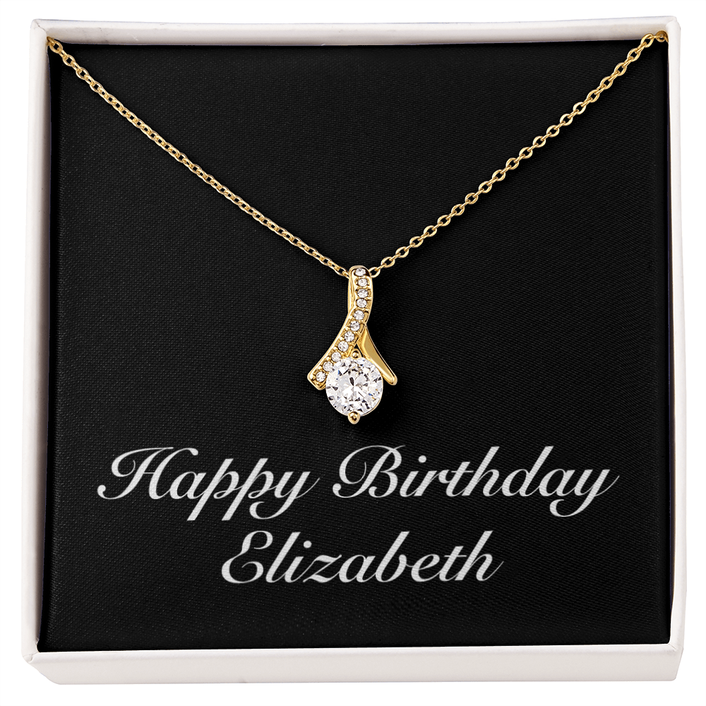 Happy Birthday Elizabeth v2 - 18K Yellow Gold Finish Alluring Beauty Necklace