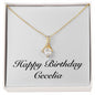 Happy Birthday Cecelia - 18K Yellow Gold Finish Alluring Beauty Necklace