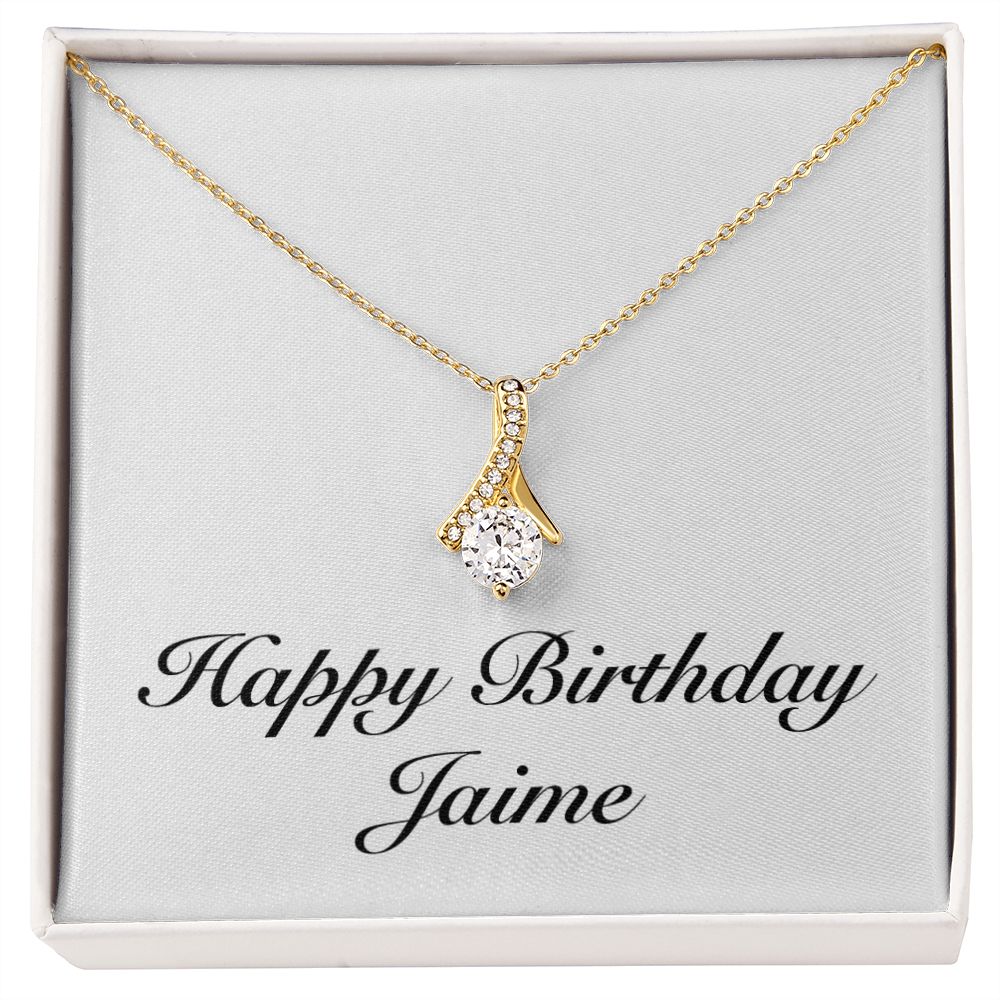 Happy Birthday Jaime - 18K Yellow Gold Finish Alluring Beauty Necklace