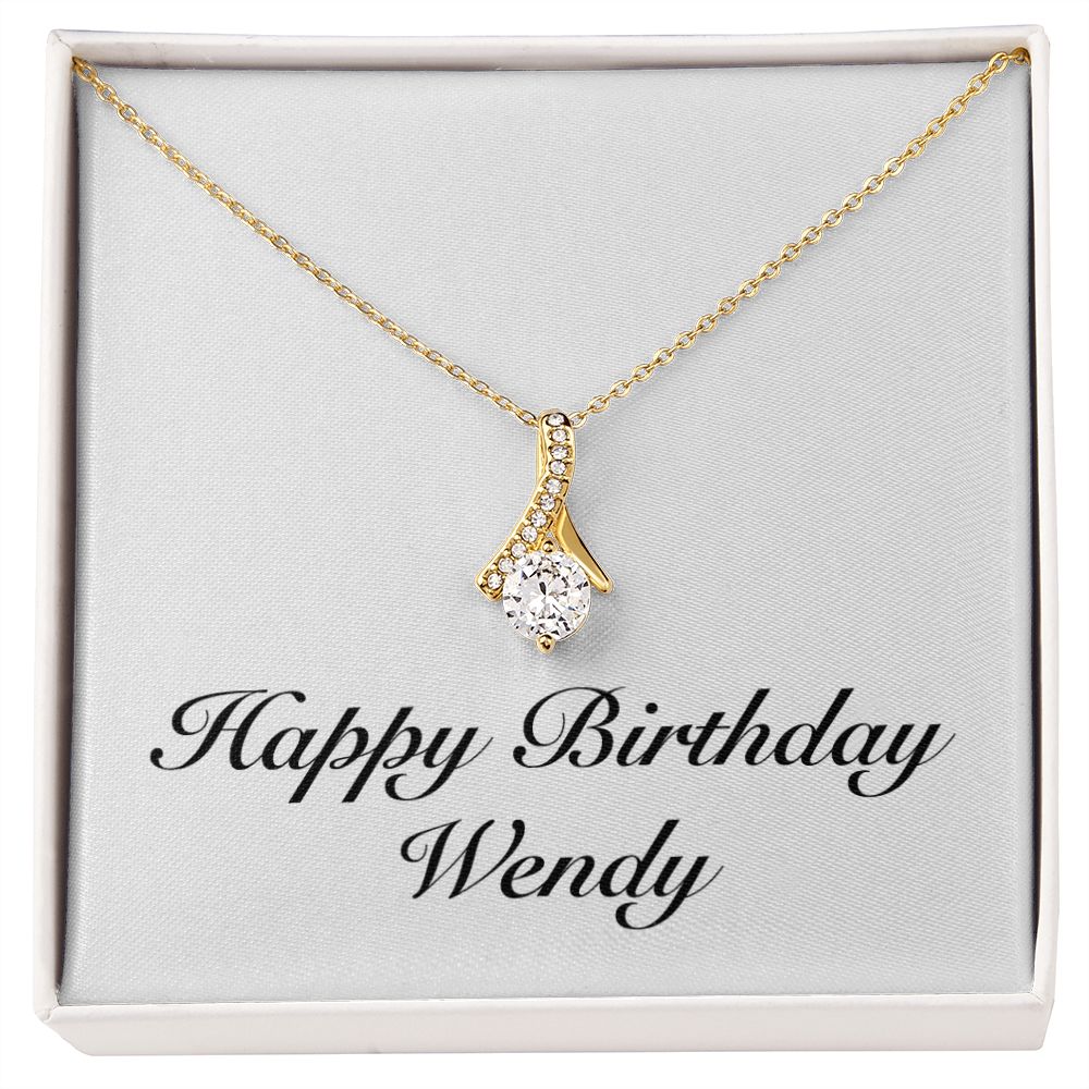 Happy Birthday Wendy - 18K Yellow Gold Finish Alluring Beauty Necklace