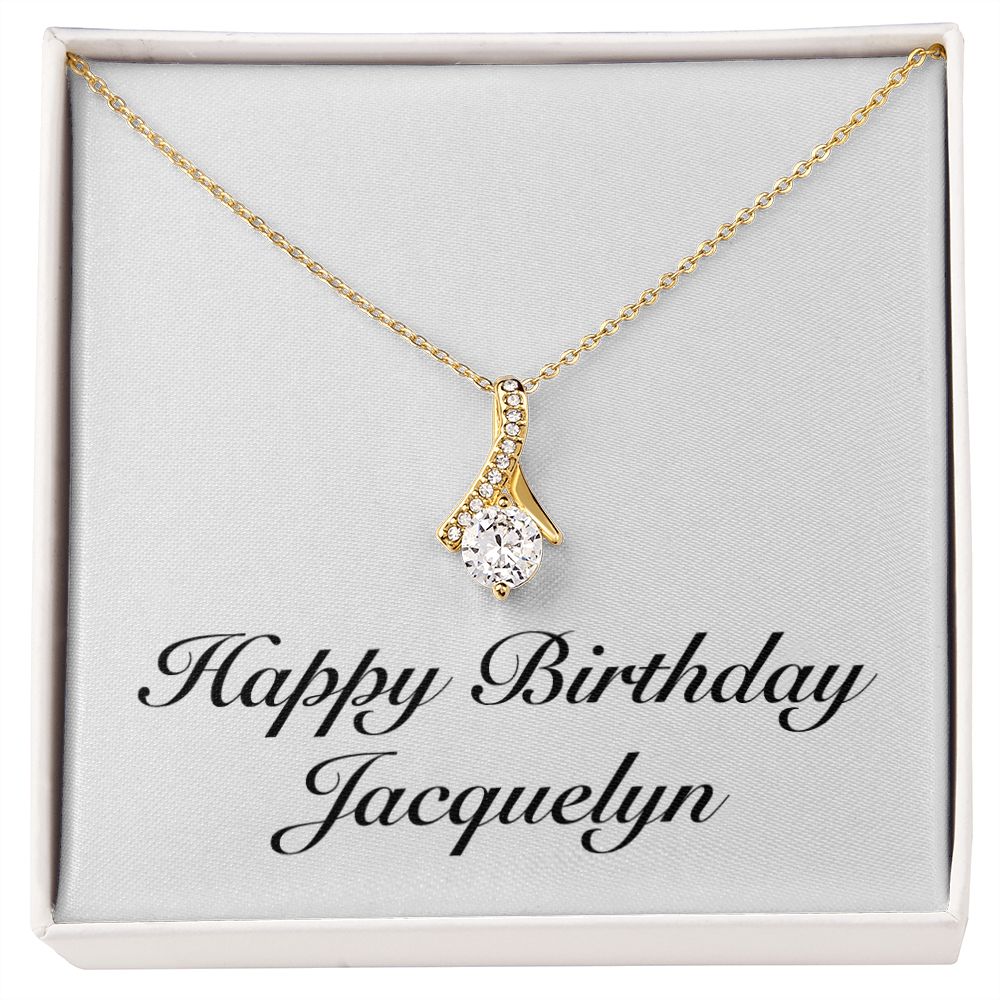 Happy Birthday Jacquelyn - 18K Yellow Gold Finish Alluring Beauty Necklace