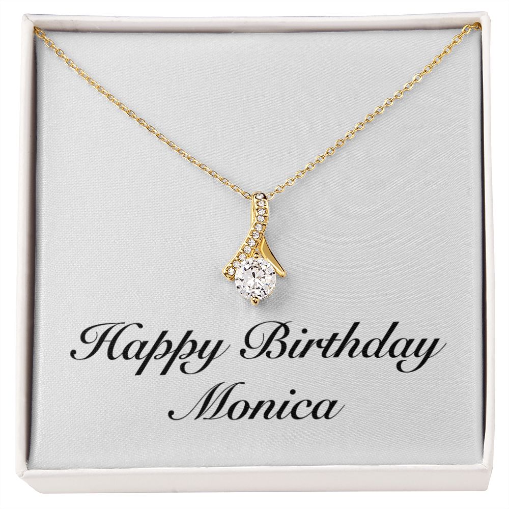 Happy Birthday Monica - 18K Yellow Gold Finish Alluring Beauty Necklace