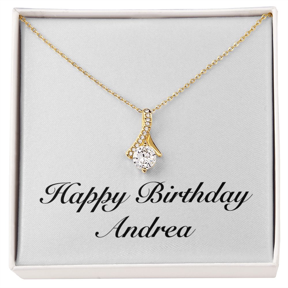 Happy Birthday Andrea - 18K Yellow Gold Finish Alluring Beauty Necklace