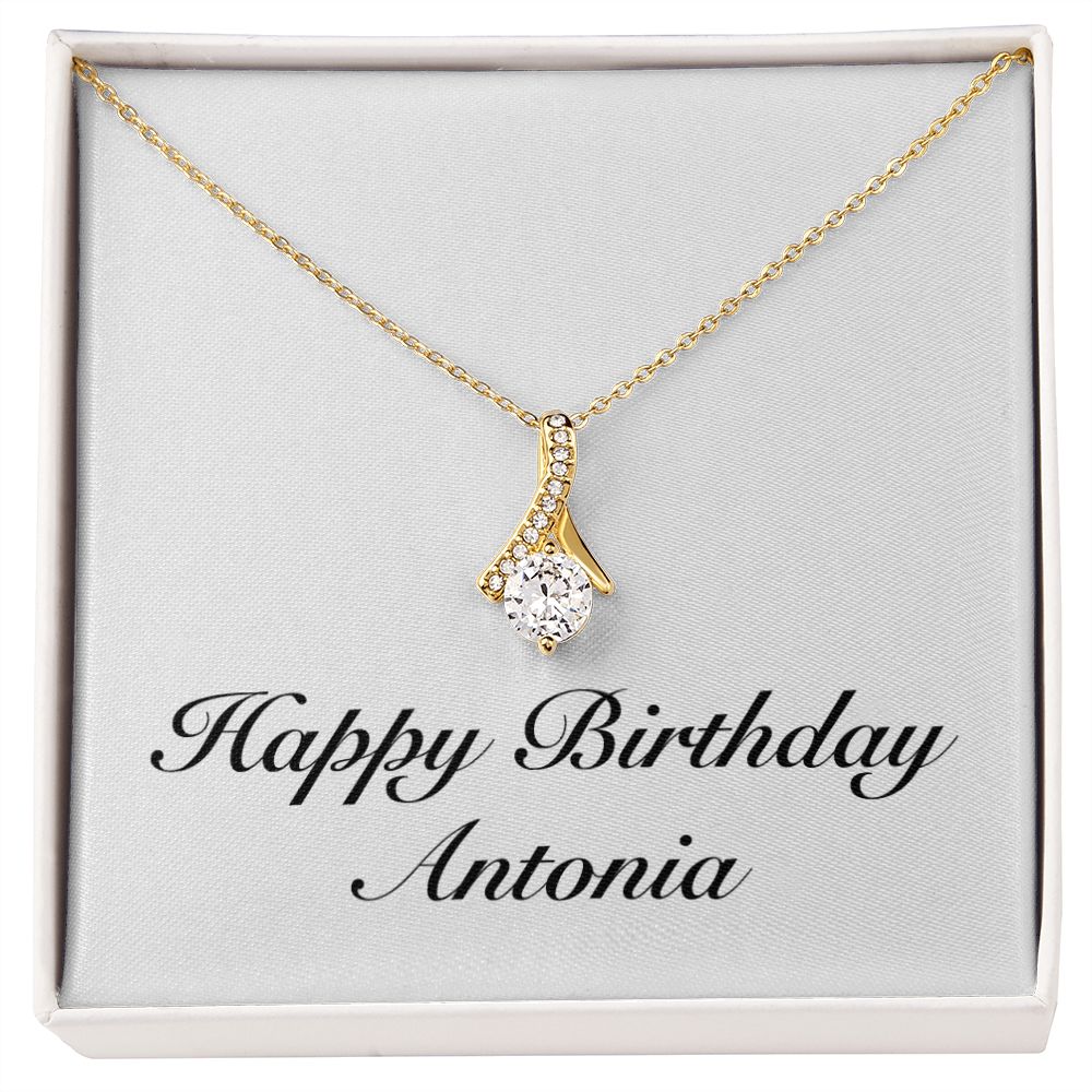 Happy Birthday Antonia - 18K Yellow Gold Finish Alluring Beauty Necklace