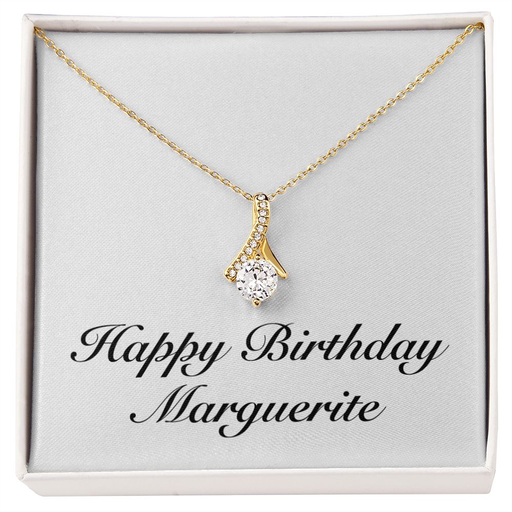 Happy Birthday Marguerite - 18K Yellow Gold Finish Alluring Beauty Necklace