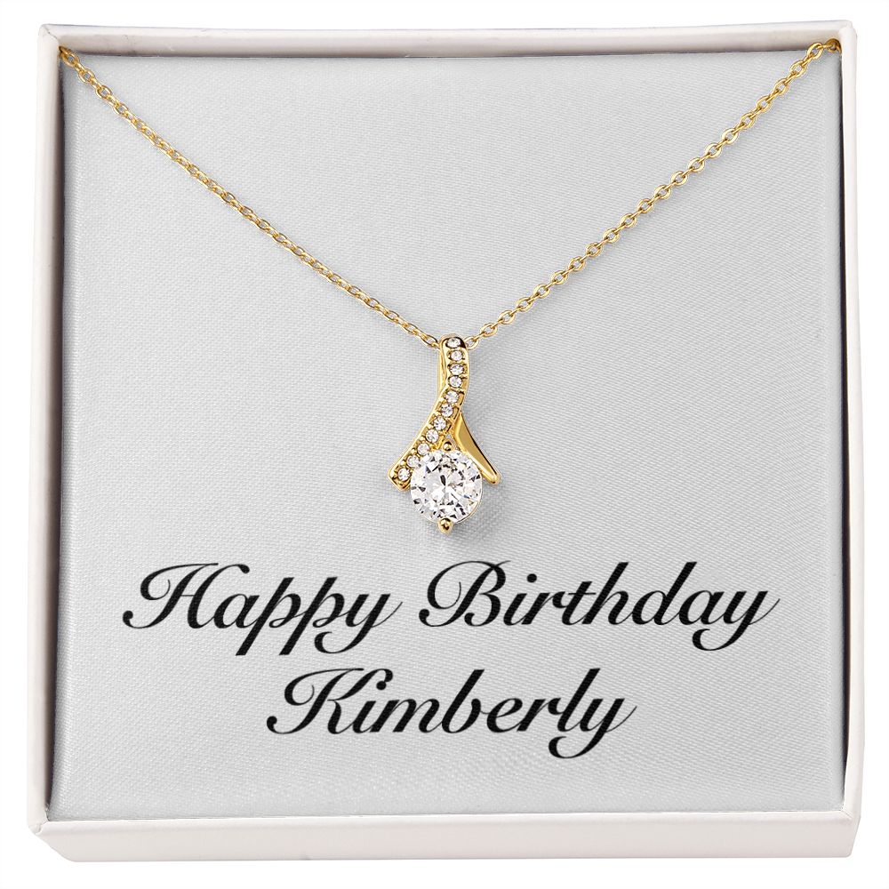Happy Birthday Kimberly - 18K Yellow Gold Finish Alluring Beauty Necklace