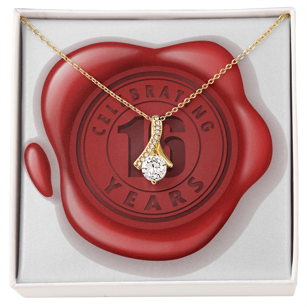 Celebrating 16 Years Anniversary - 18K Yellow Gold Finish Alluring Beauty Necklace