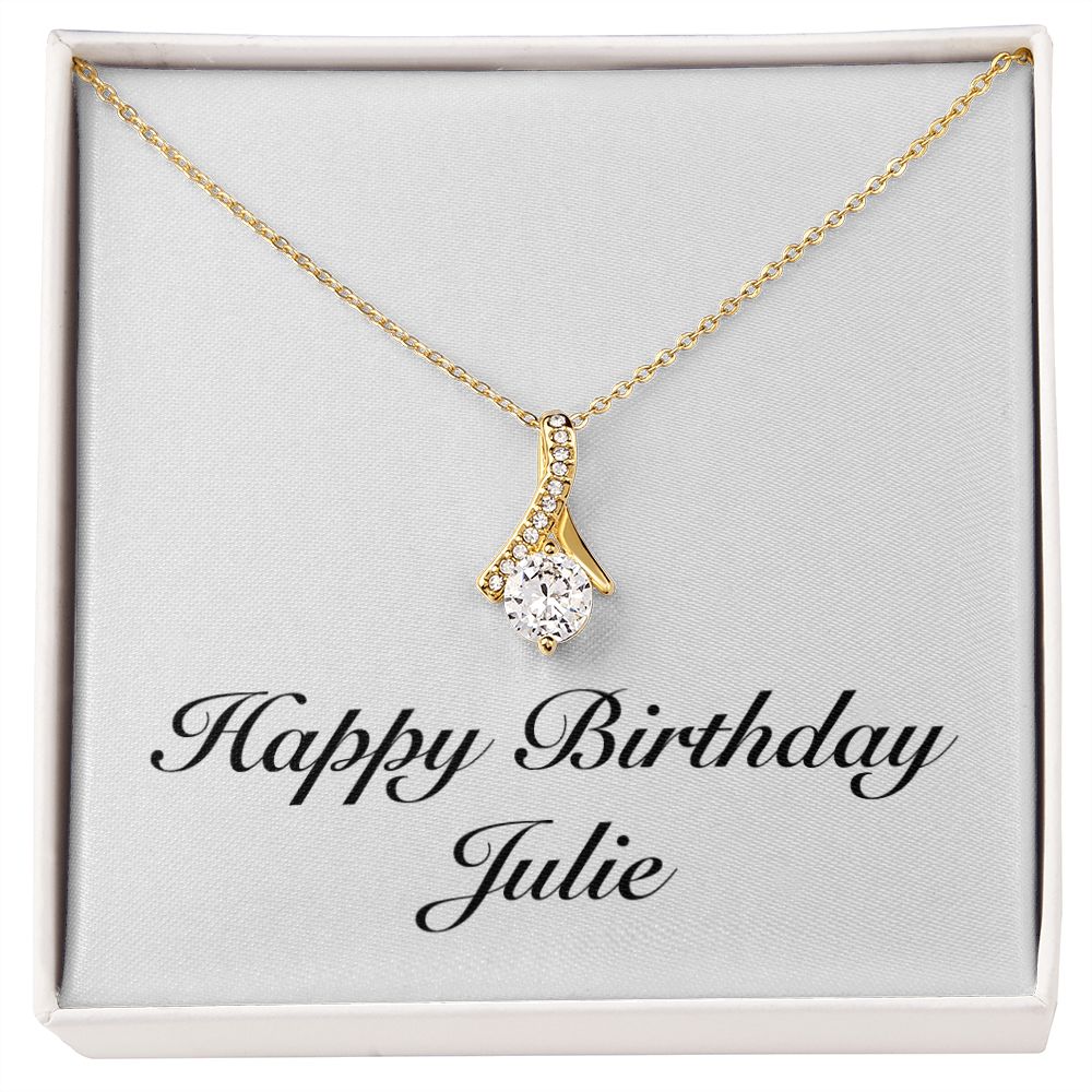 Happy Birthday Julie - 18K Yellow Gold Finish Alluring Beauty Necklace