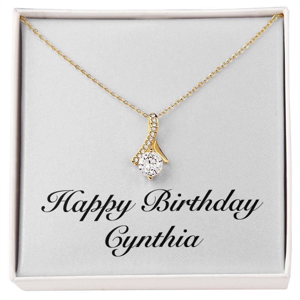 Happy Birthday Cynthia - 18K Yellow Gold Finish Alluring Beauty Necklace