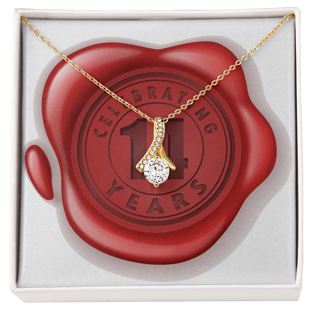 Celebrating 14 Years Anniversary - 18K Yellow Gold Finish Alluring Beauty Necklace