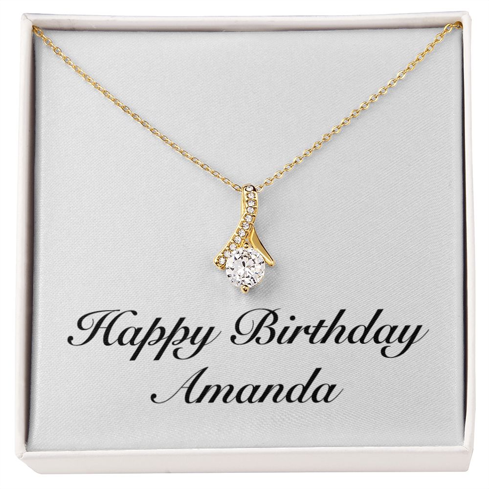 Happy Birthday Amanda - 18K Yellow Gold Finish Alluring Beauty Necklace