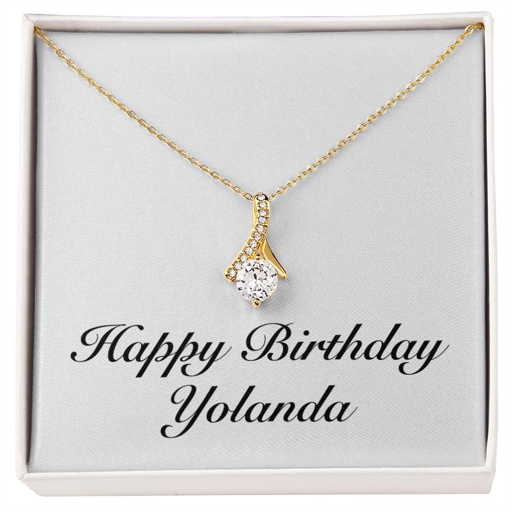 Happy Birthday Yolanda - 18K Yellow Gold Finish Alluring Beauty Necklace