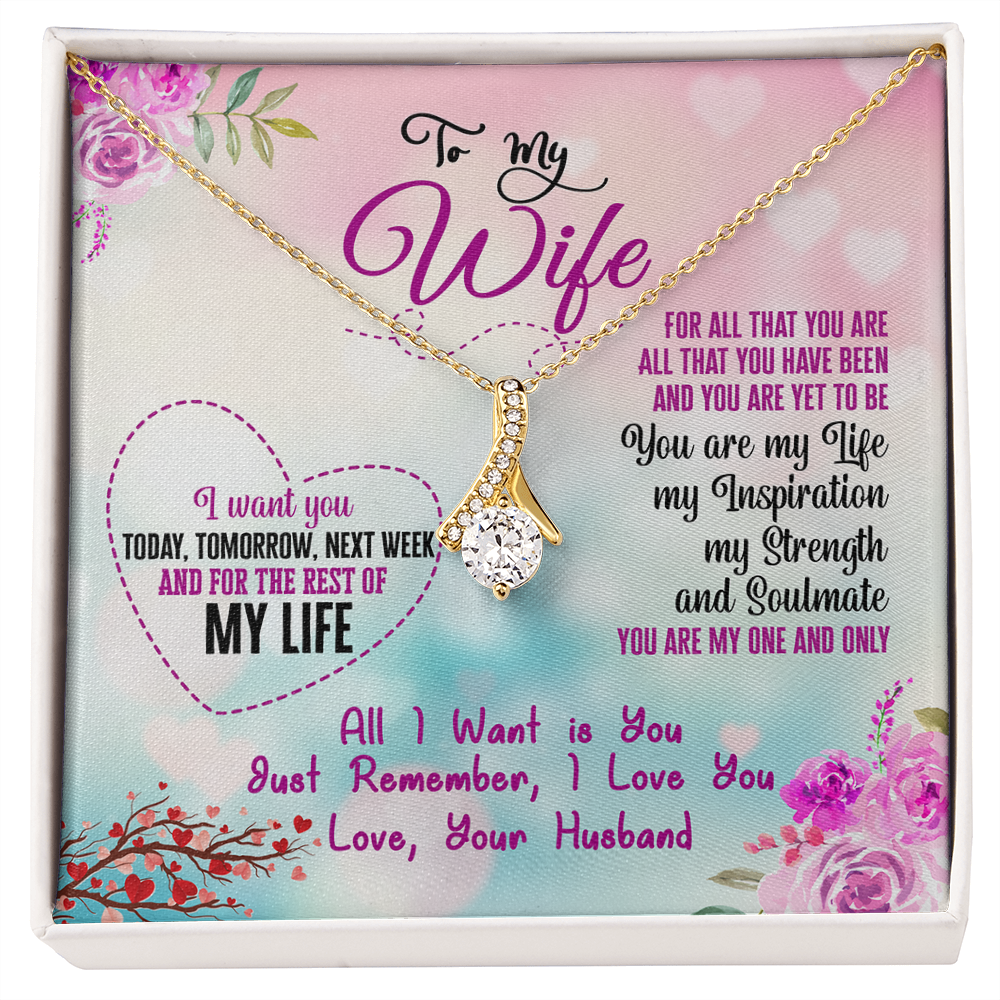 015 To My Wife - 18K Yellow Gold Finish Alluring Beauty Necklace