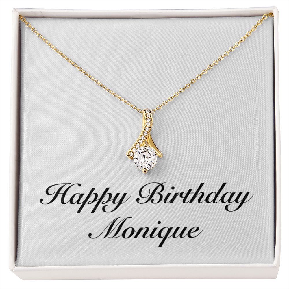 Happy Birthday Monique - 18K Yellow Gold Finish Alluring Beauty Necklace