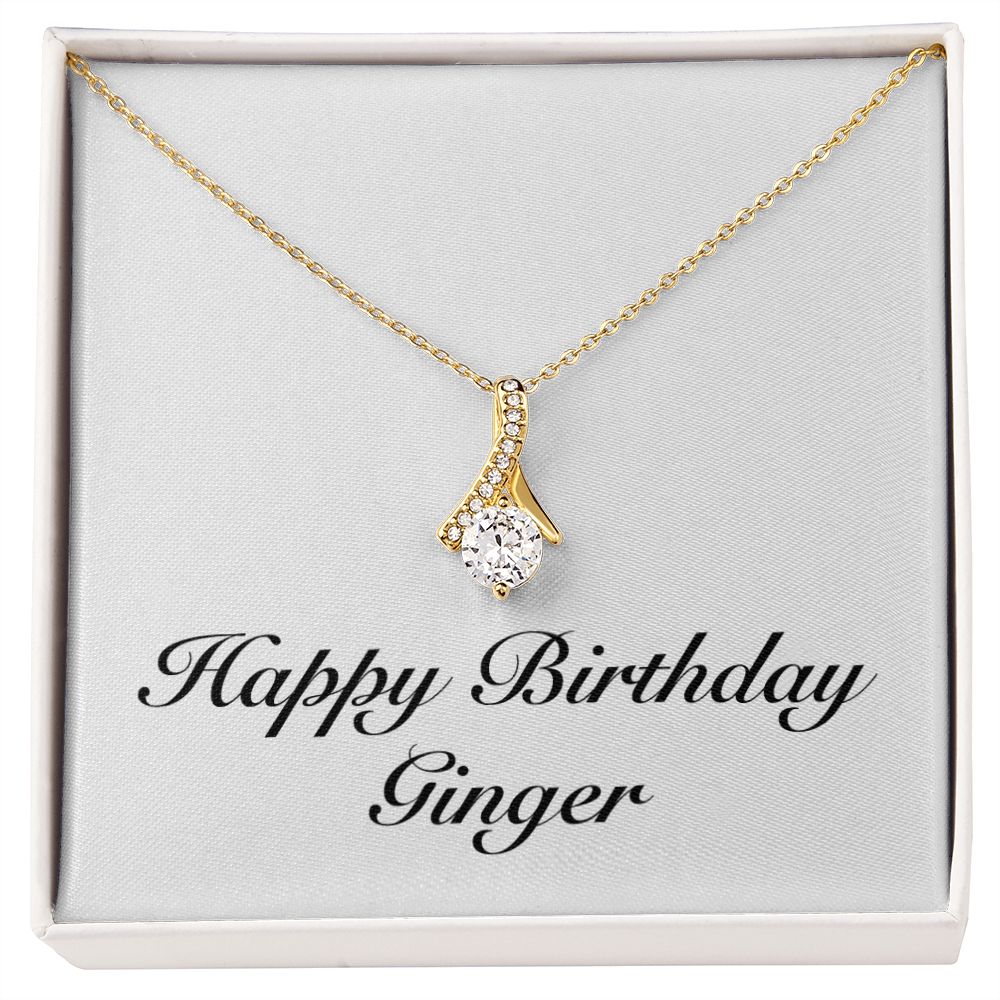 Happy Birthday Ginger - 18K Yellow Gold Finish Alluring Beauty Necklace