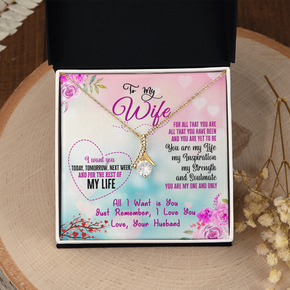 015 To My Wife - 18K Yellow Gold Finish Alluring Beauty Necklace