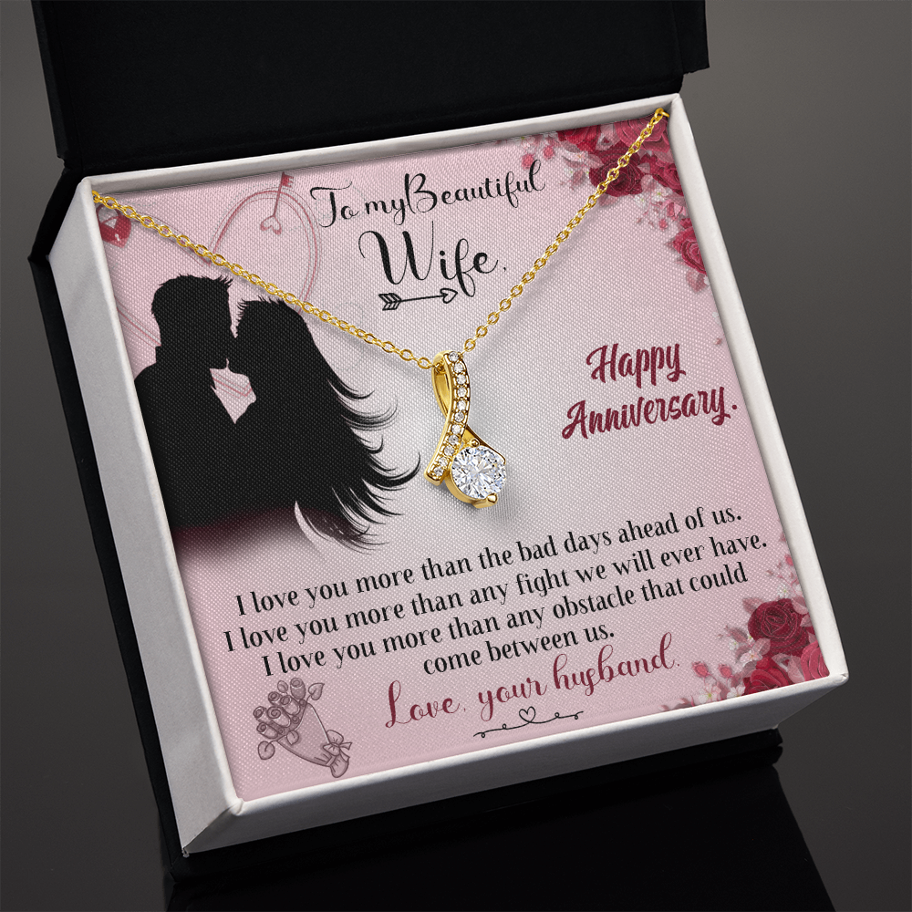 020 To My Beautiful Wife, Happy Anniversary - 18K Yellow Gold Finish Alluring Beauty Necklace