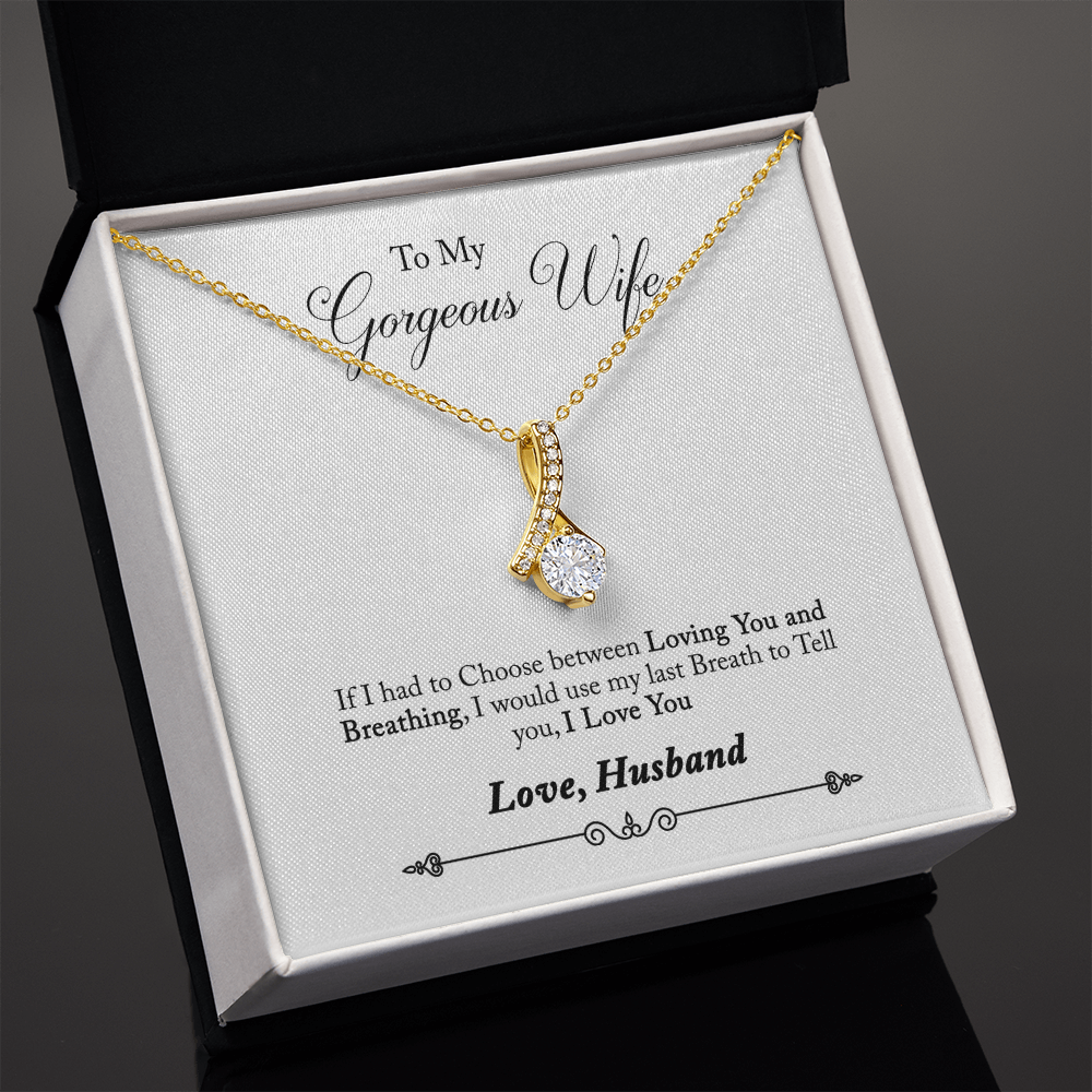 005 To My Gorgeous Wife - 18K Yellow Gold Finish Alluring Beauty Necklace