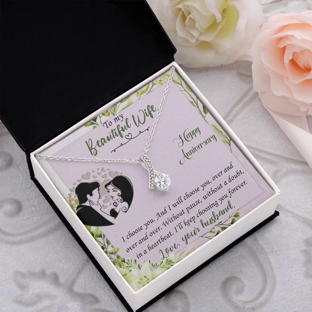 019 To My Beautiful Wife, Happy Anniversary - Alluring Beauty Necklace