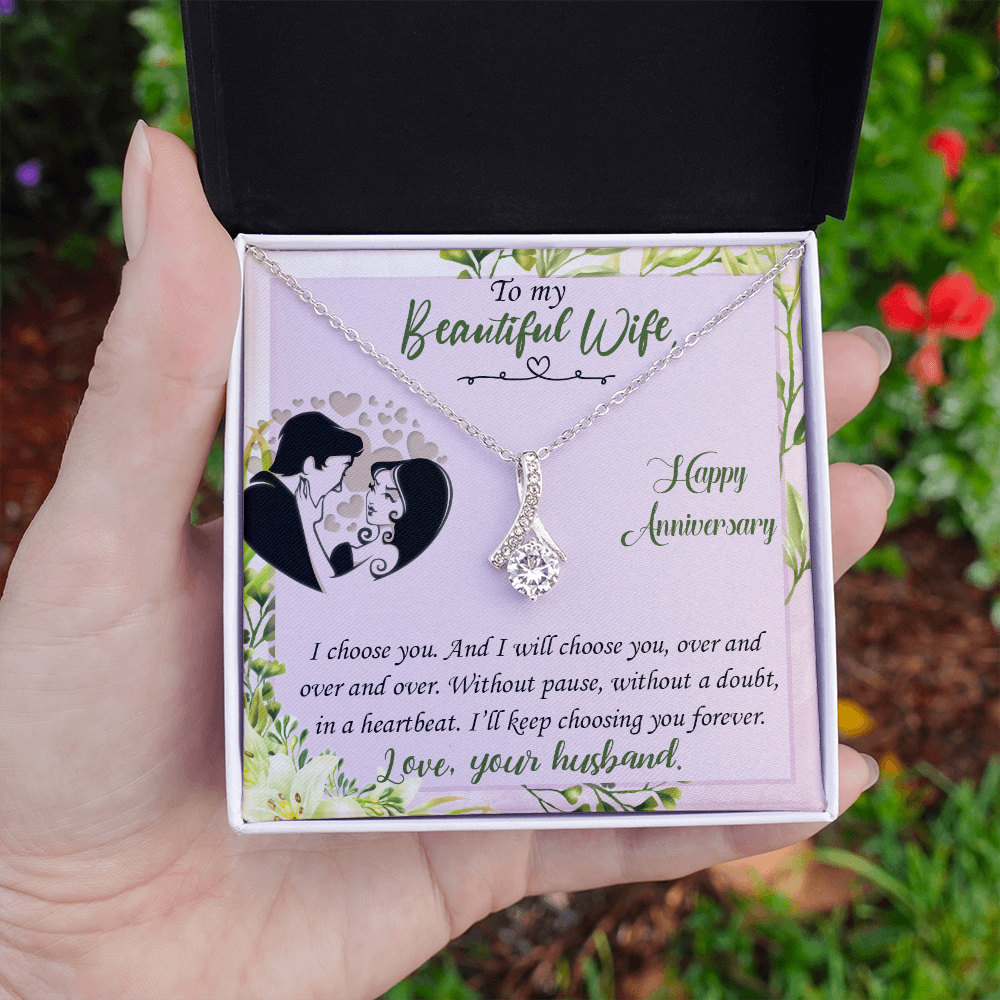 019 To My Beautiful Wife, Happy Anniversary - Alluring Beauty Necklace