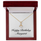 Happy Birthday Margaret - 18K Yellow Gold Finish Alluring Beauty Necklace With Mahogany Style Luxury Box