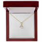 18K Yellow Gold Finish Alluring Beauty Necklace With Mahogany Style Luxury Box