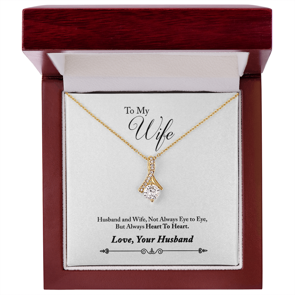 009 To My Wife - 18K Yellow Gold Finish Alluring Beauty Necklace With Mahogany Style Luxury Box