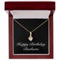 Happy Birthday Barbara v2 - 18K Yellow Gold Finish Alluring Beauty Necklace With Mahogany Style Luxury Box