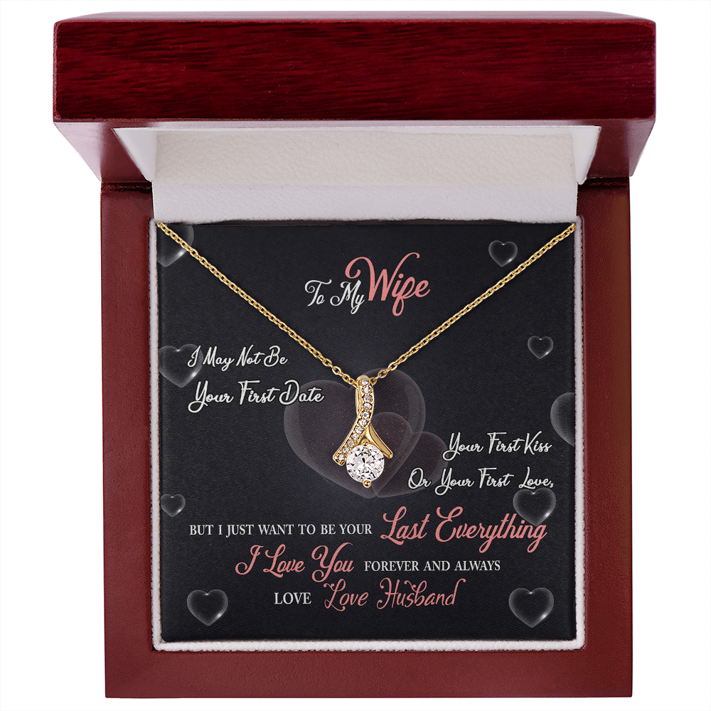 017 To My Wife - 18K Yellow Gold Finish Alluring Beauty Necklace With Mahogany Style Luxury Box