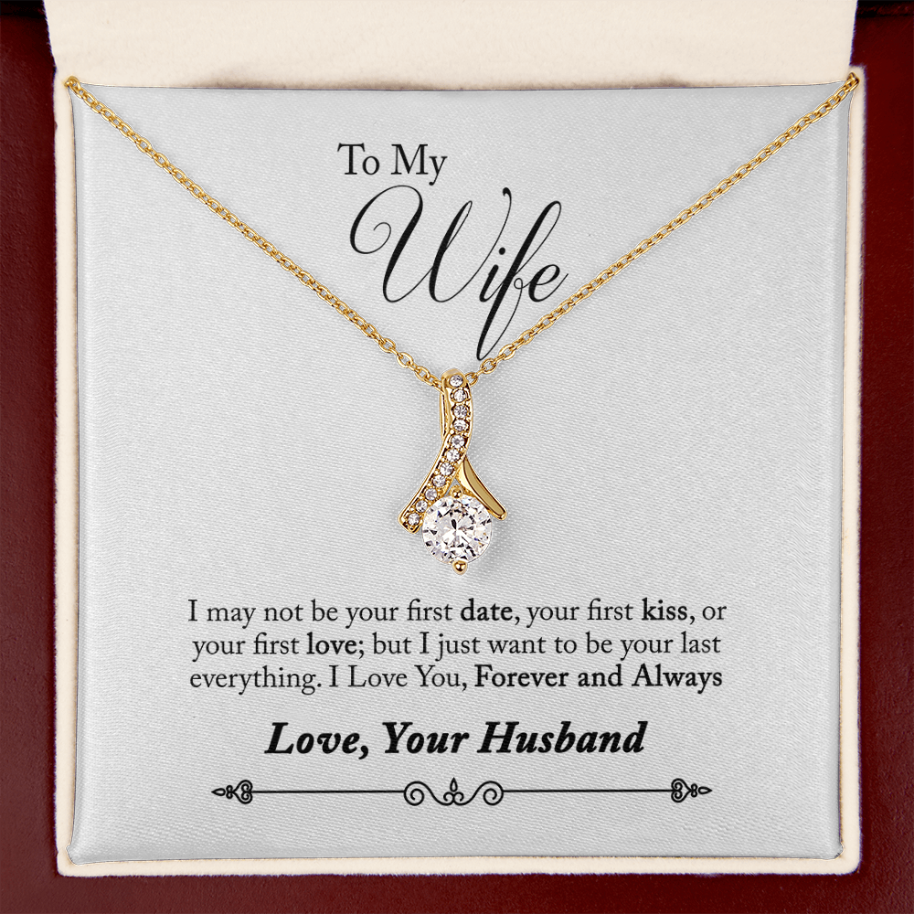 008 To My Wife - 18K Yellow Gold Finish Alluring Beauty Necklace With Mahogany Style Luxury Box